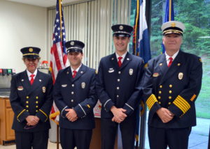 Pictured from left to right are: AVFD Steward and Fire Police Lt. Jean Barton, AVFD Lt. Tom Reller, AVFD Lt. Aaron Gelber, and AVFD Chief Michael Trick.
